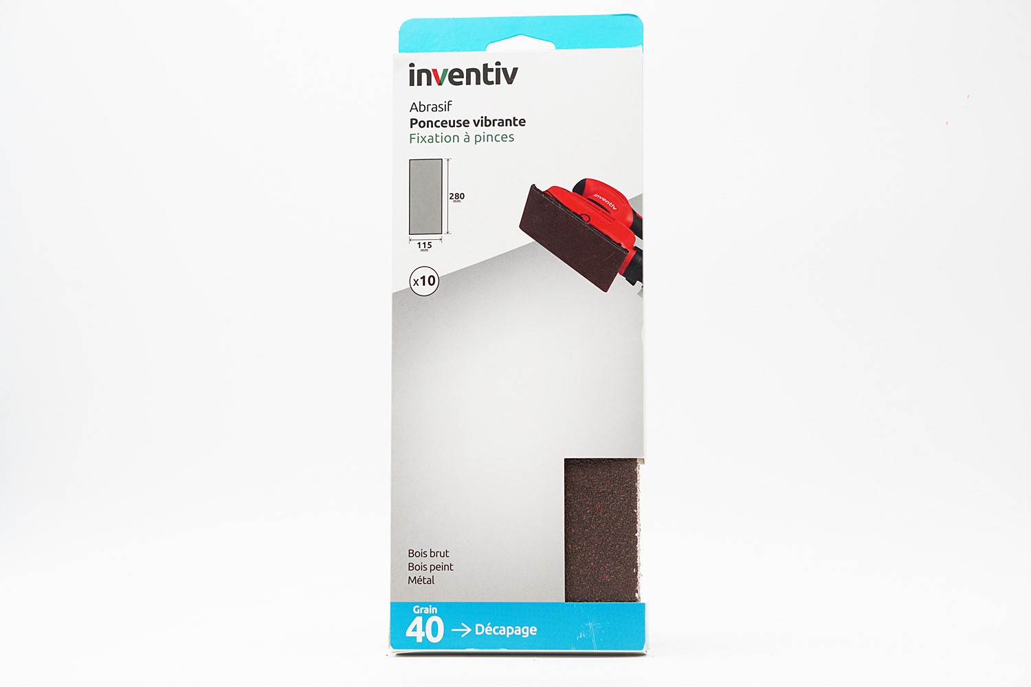 10 Patins non perforé 115x280mm Grain 280 - INVENTIV
